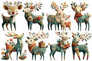 Watercolor Christmas Deer Clipart, an Animal Illustration by cherrydesign (Thumbnail 3 of 4)
