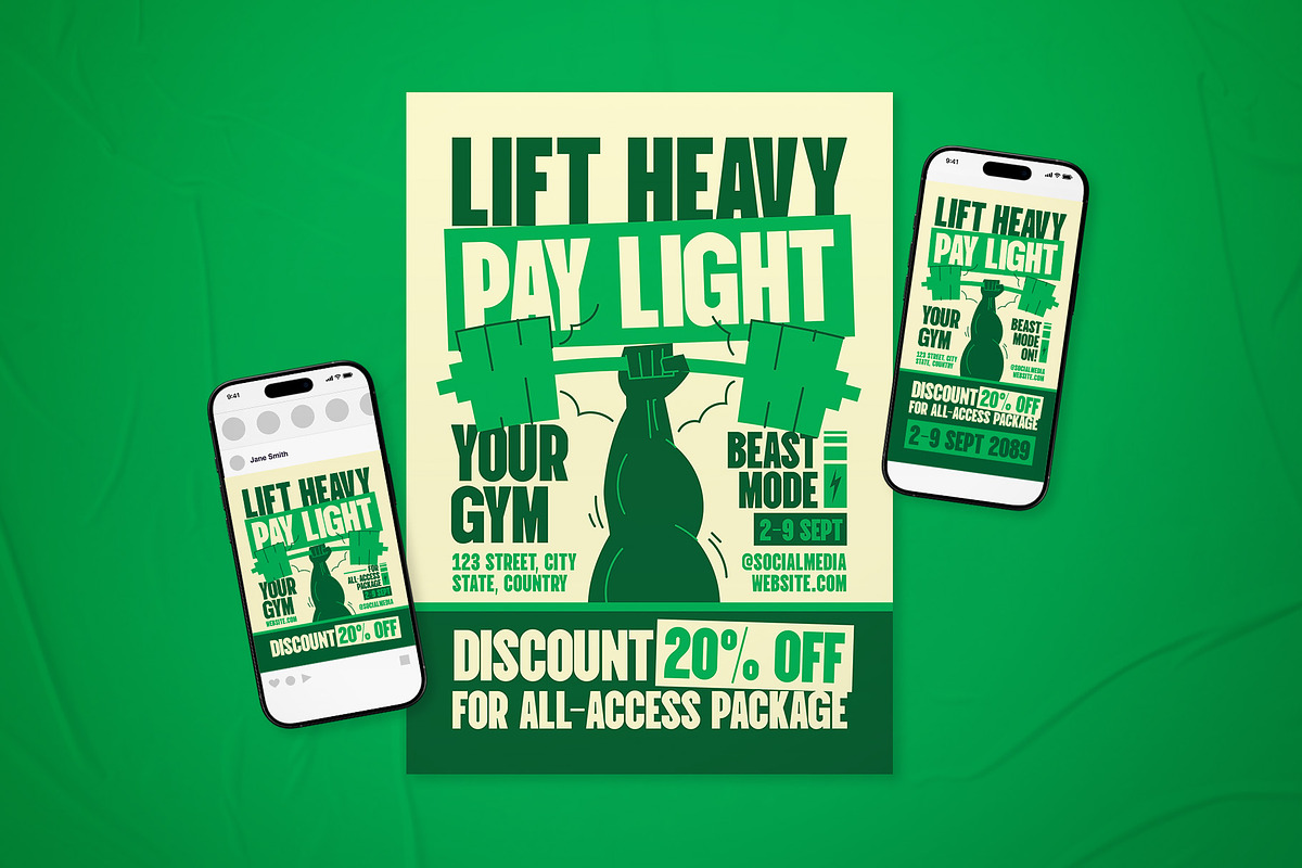 Fitness Gym Promotion Flyer Set, a Flyer Template by The Good Store (Photo 1 of 2)