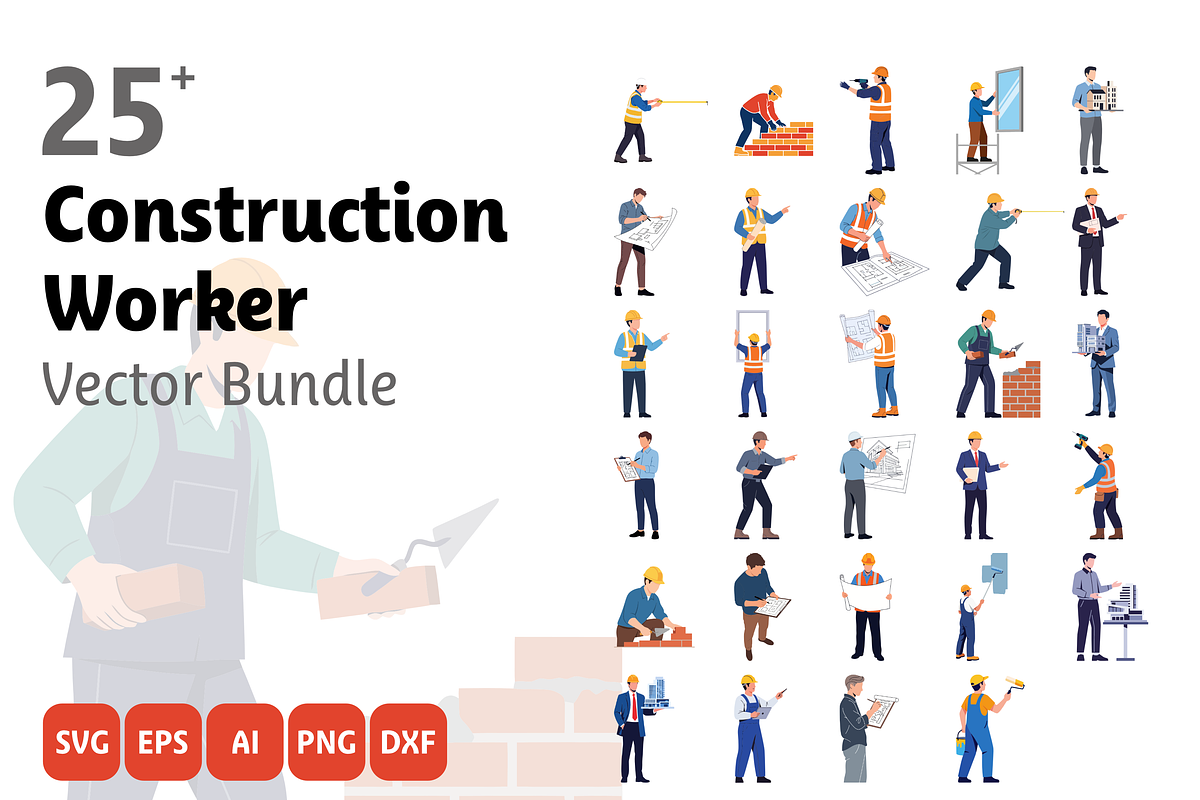 Construction Worker Vector Bundle, a Person Illustration by Rizenight (Photo 1 of 3)
