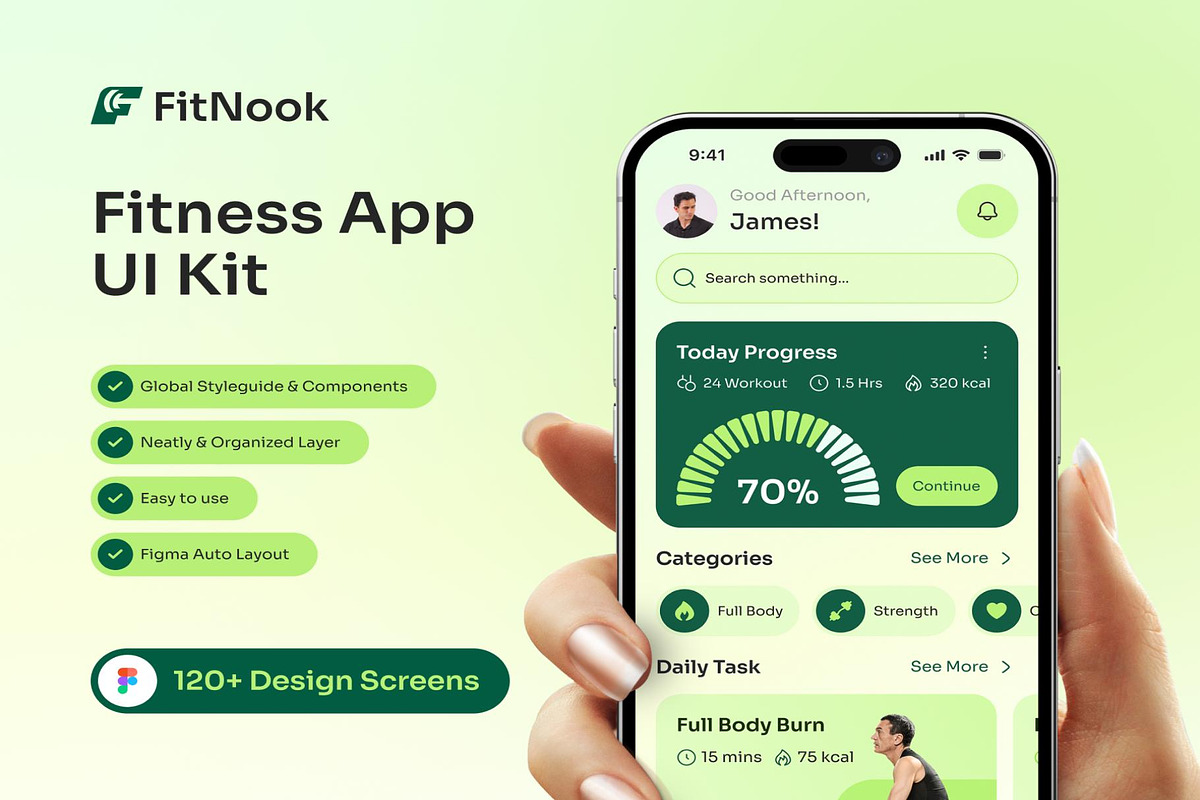 Fitness App UI Kit, an UI Kit Template by Creative Perspective (Photo 1 of 6)