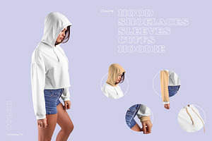 8 Women Crop Top Hoodie Mockups