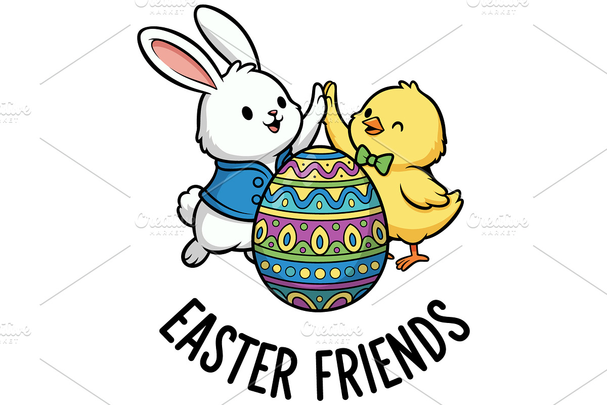 Kids Easter Bunny and Chick Friends, a Seasonal Illustration by Ghagra (Photo 2 of 7)