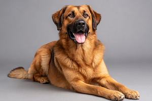 Cute dog portrait on grey background, an Animal Photo by AlyaAnd