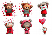 Valentines Teddy Bear Clipart, an Illustration by Daily.Designs (Thumbnail 5 of 8)