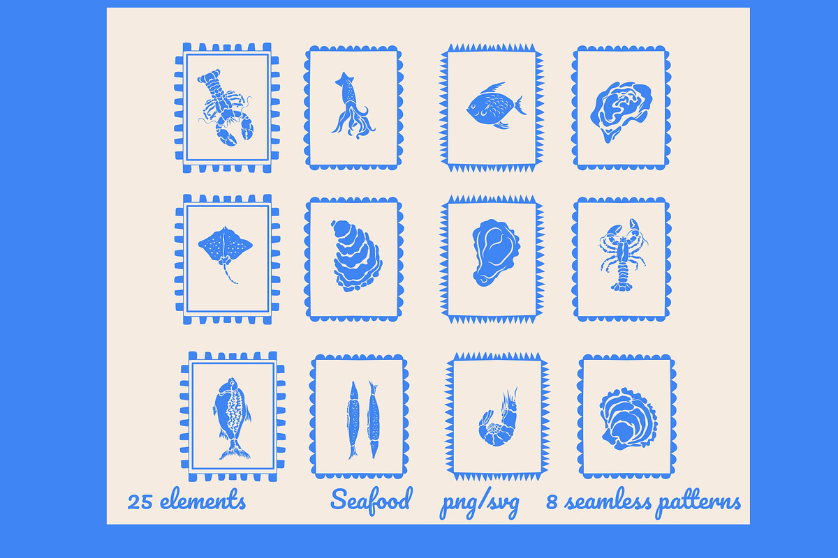Seafood PNG SVG Clipart Stamp, a Food Illustration by Anada Arty (Photo 2 of 4)