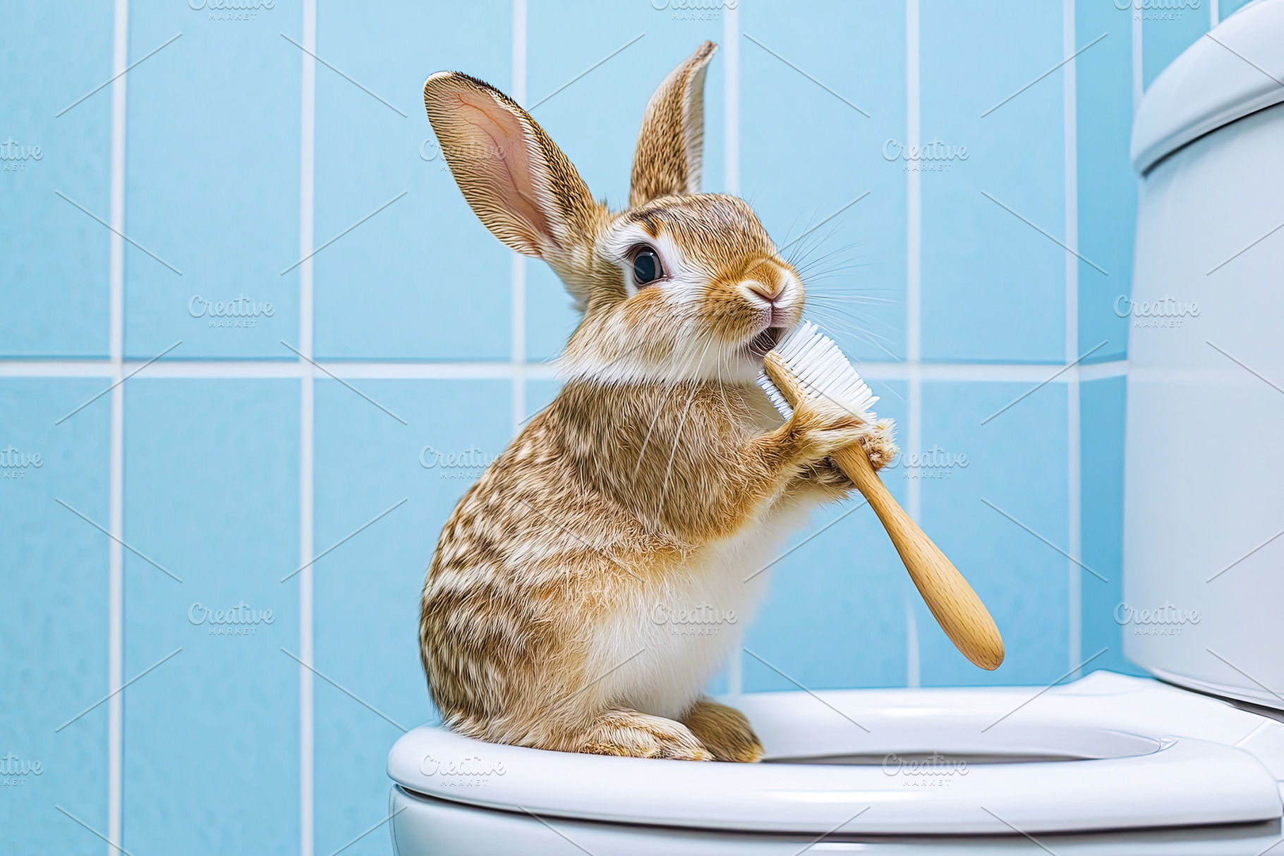 Bunny Brushing Teeth, an Animal Photo by Ales Munt