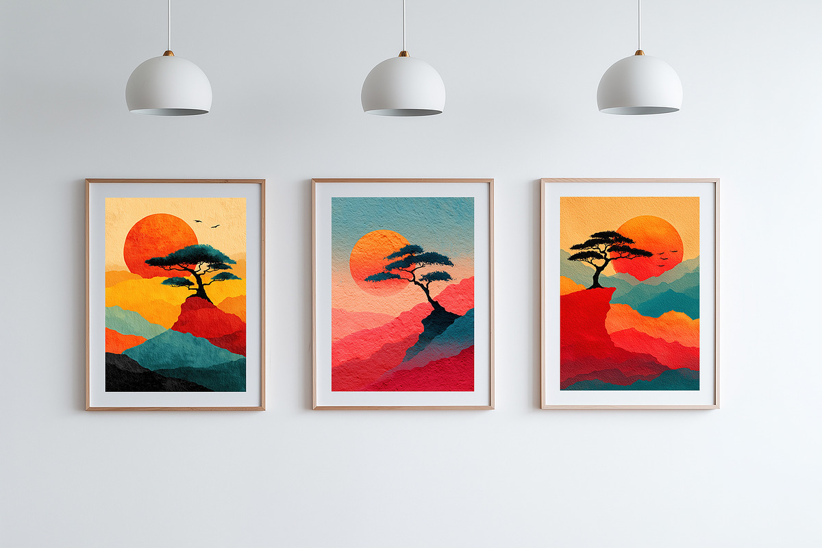 Sunset Mountain Illustration, a Decorative Illustration by Housui Patterns (Photo 10 of 12)