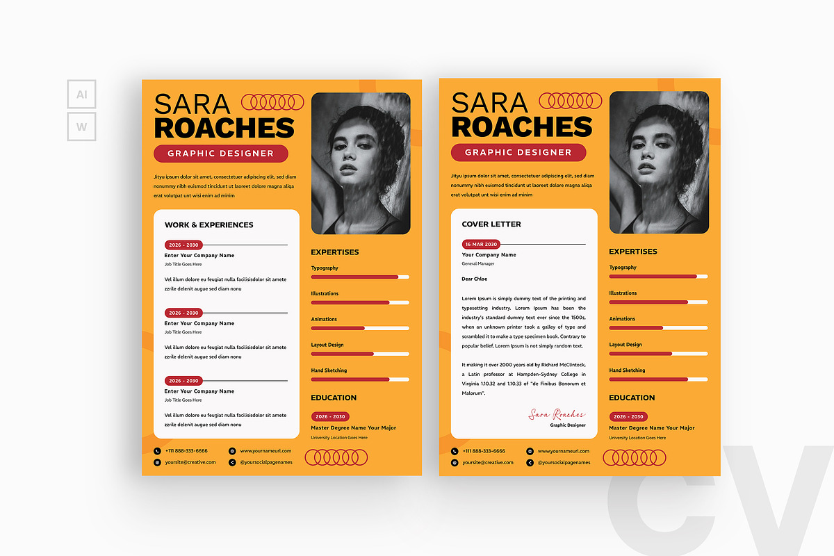 Colorful Business Resume CV, a Resume Template by iDoodle Studio (Photo 1 of 3)