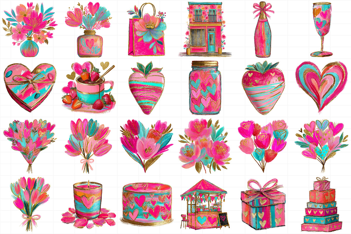 Watercolor Valentine's Day Clipart B, an Illustration by Daily.Designs (Photo 5 of 5)