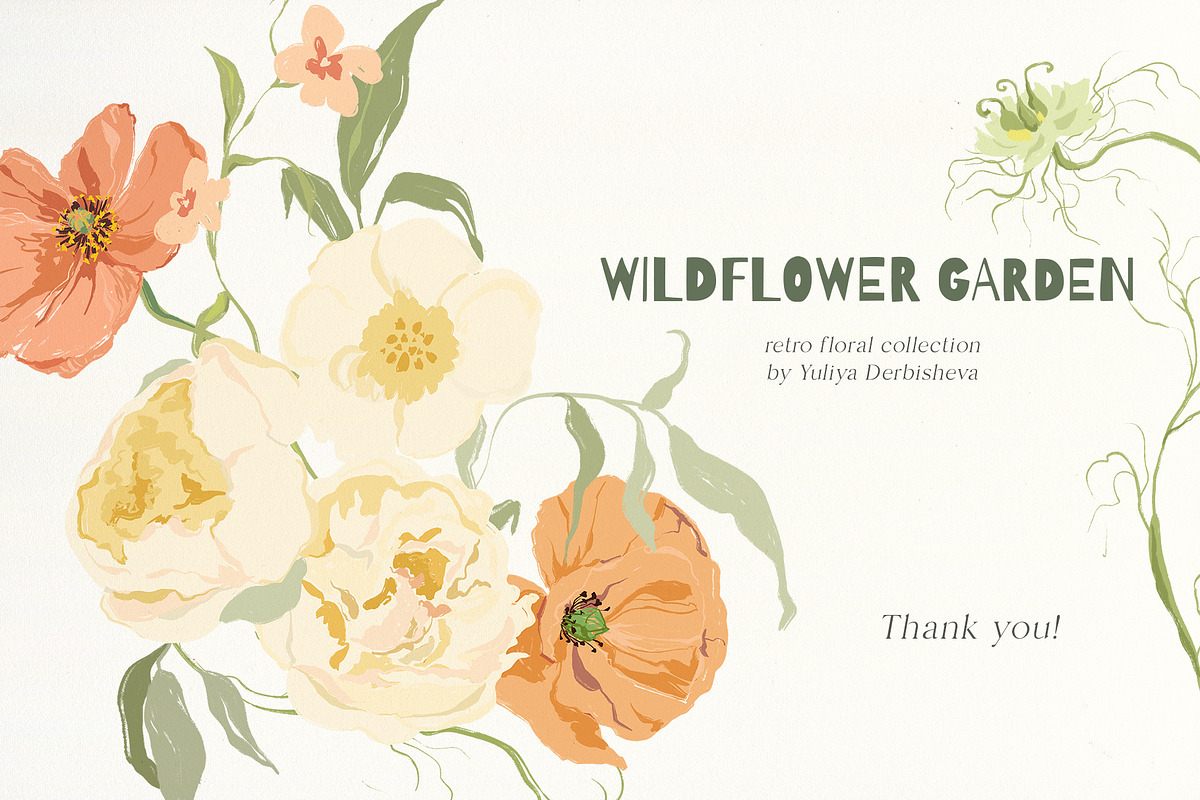 Wildflower garden retro flowers, a Decorative Illustration by Yuliya Derbisheva (Photo 12 of 12)