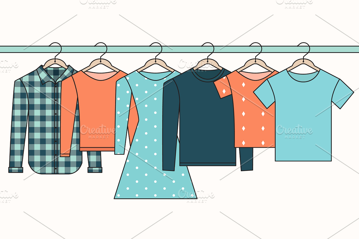 Clothes on Hangers Illustration Set, an Illustration by Julia Batsheva (Photo 1 of 2)
