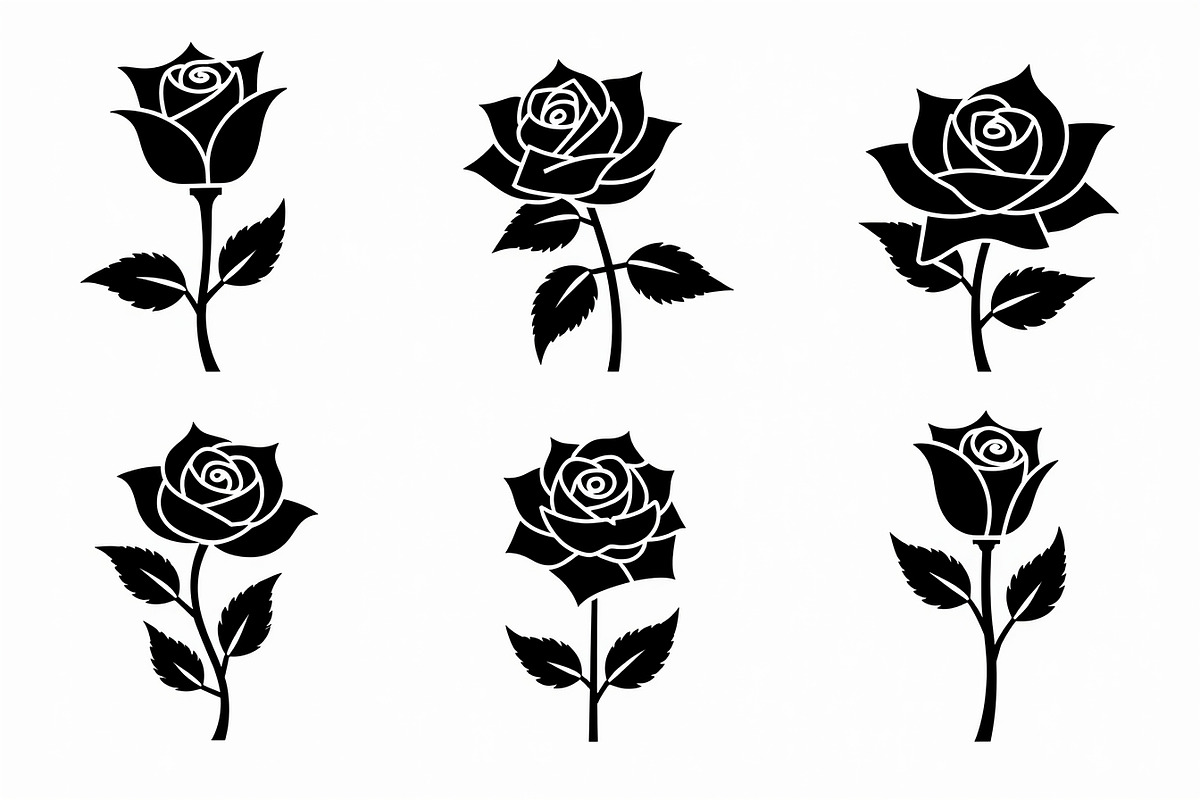 set of vector roses silhouettes, an Illustration by Amazin_art (Photo 17 of 17)