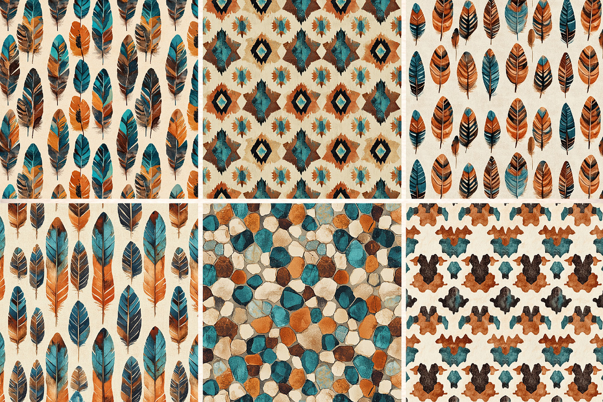 Western Watercolor Seamless Pattern, a Pattern Graphic by Digital Artistic99 (Photo 4 of 8)