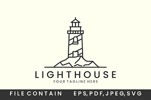 Lighthouse With Line Style Logo Icon