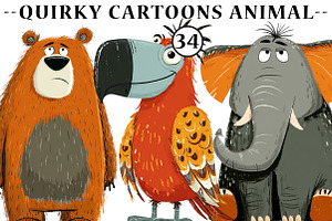 Quirky Cartoons animal clipart, an Illustration by CreationArt