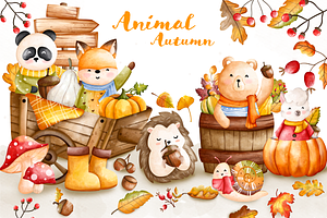 Autumn Animal Clipart, Fall Clipart