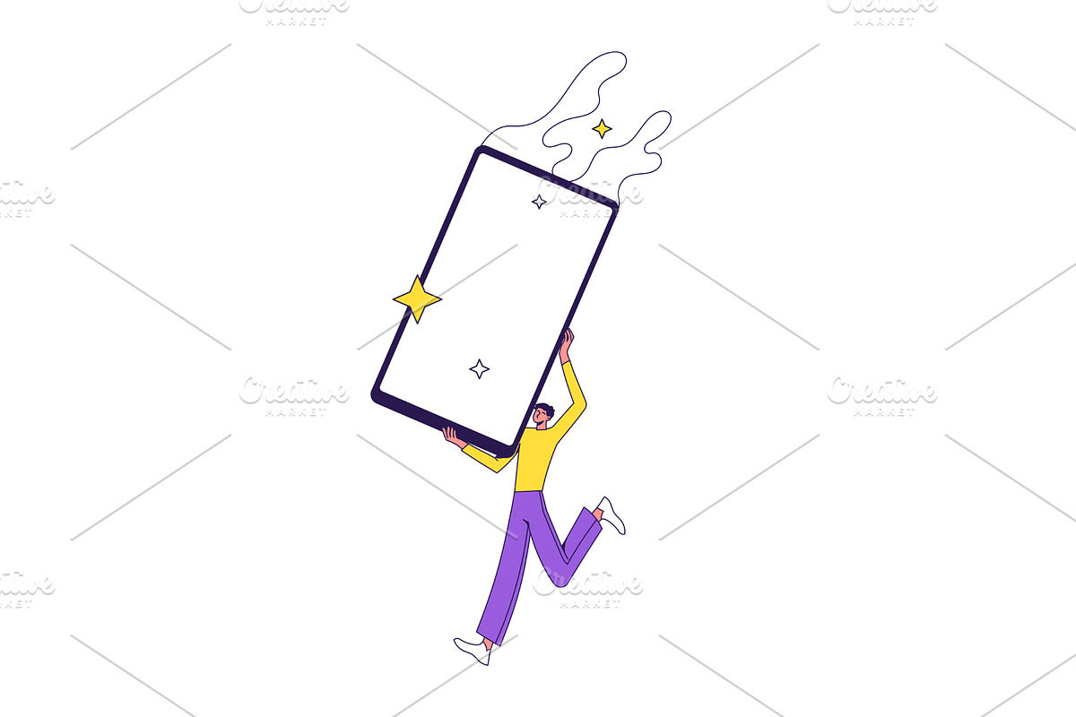 Person with a large smartphone with, an Education Illustration by undrey