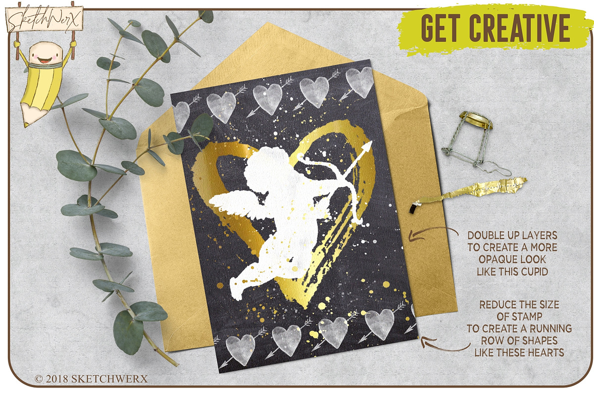 Watercolour Valentines Stamp Set, a Brush Add-On by SketchWerx (Photo 3 of 13)