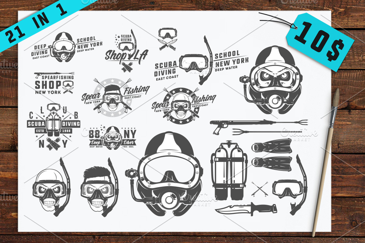 21 in 1 Set of Scuba Diving, a Graphic by Hadanello88 (Photo 1 of 4)