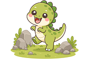Happy Baby Dinosaur Cartoon, an Animal Illustration by Artpon Illustration (Thumbnail 1 of 3)