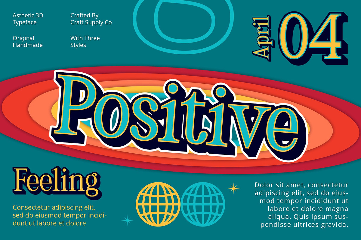Asthetic 3D, a Serif Font by Craft Supply Co. (Photo 6 of 8)
