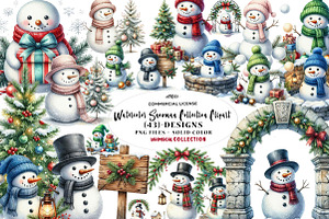 Watercolor Snowman Collection
