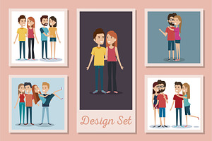 Designs Set Of Young Couple Lovely