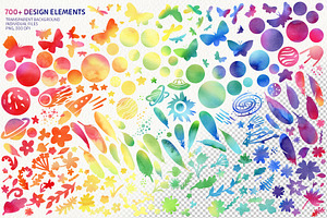 Watercolor Rainbow Seamless Patterns