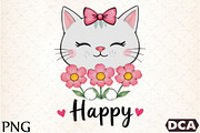 Cat Happy PNG Clipart, an Illustration by DreamCafeArt (Thumbnail 1 of 7)