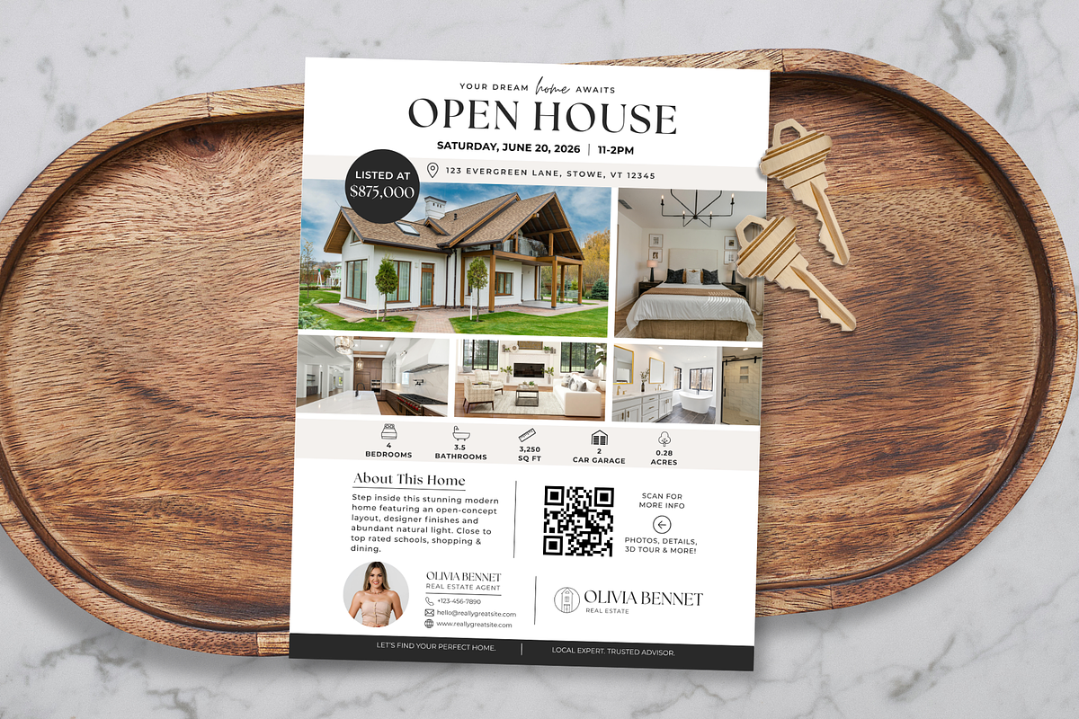 Real Estate Open House Flyer, a Flyer Template by BrandhavenStudio (Photo 1 of 12)