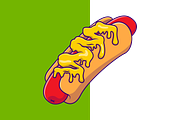 Melted Cheese Hotdog Cartoon, a Food Illustration by Artstorystudio (Thumbnail 2 of 3)