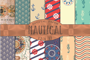 Nautical patterns, digital paper