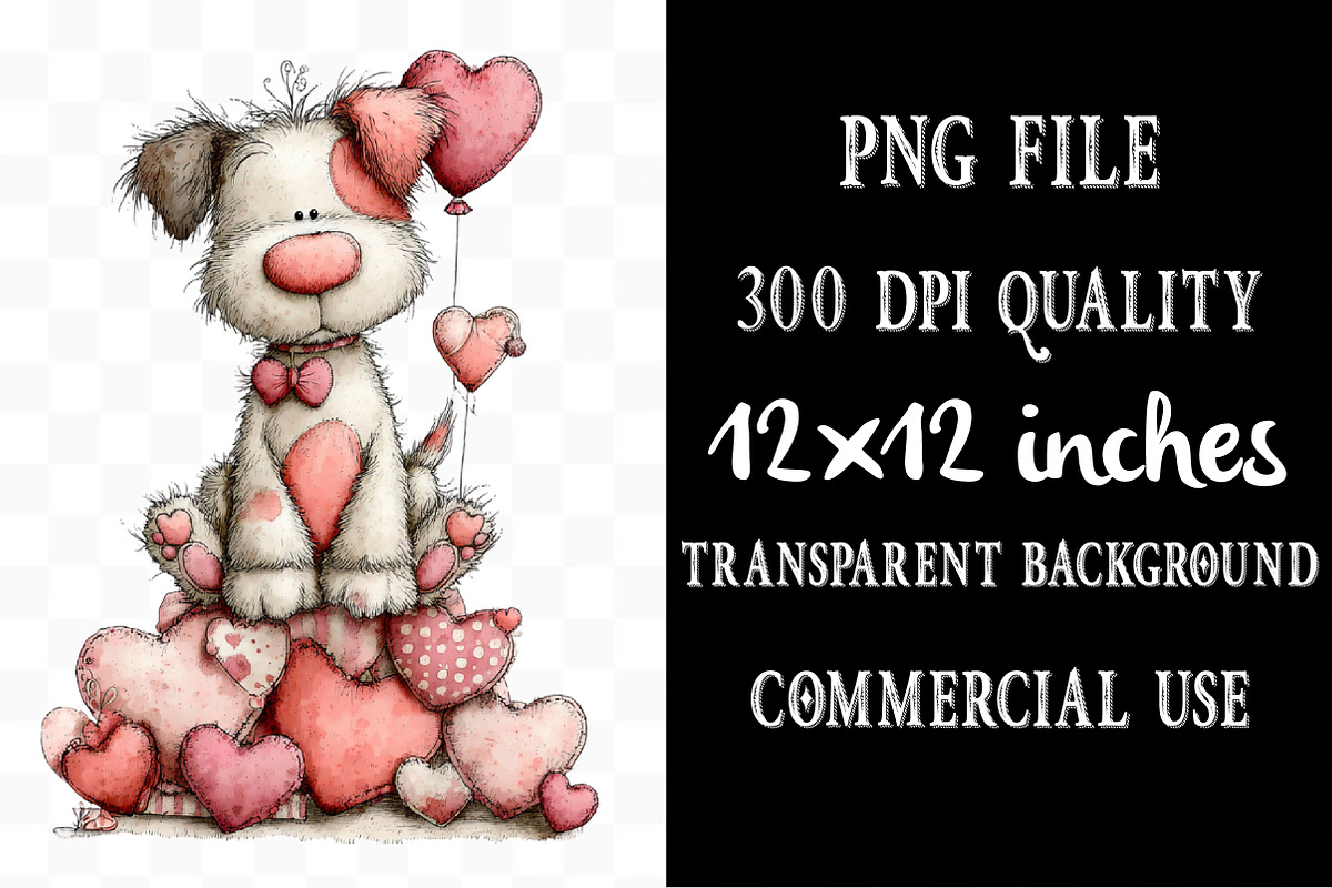 Whimsical Valentine Dog Clipart, an Illustration by Designking (Photo 4 of 5)