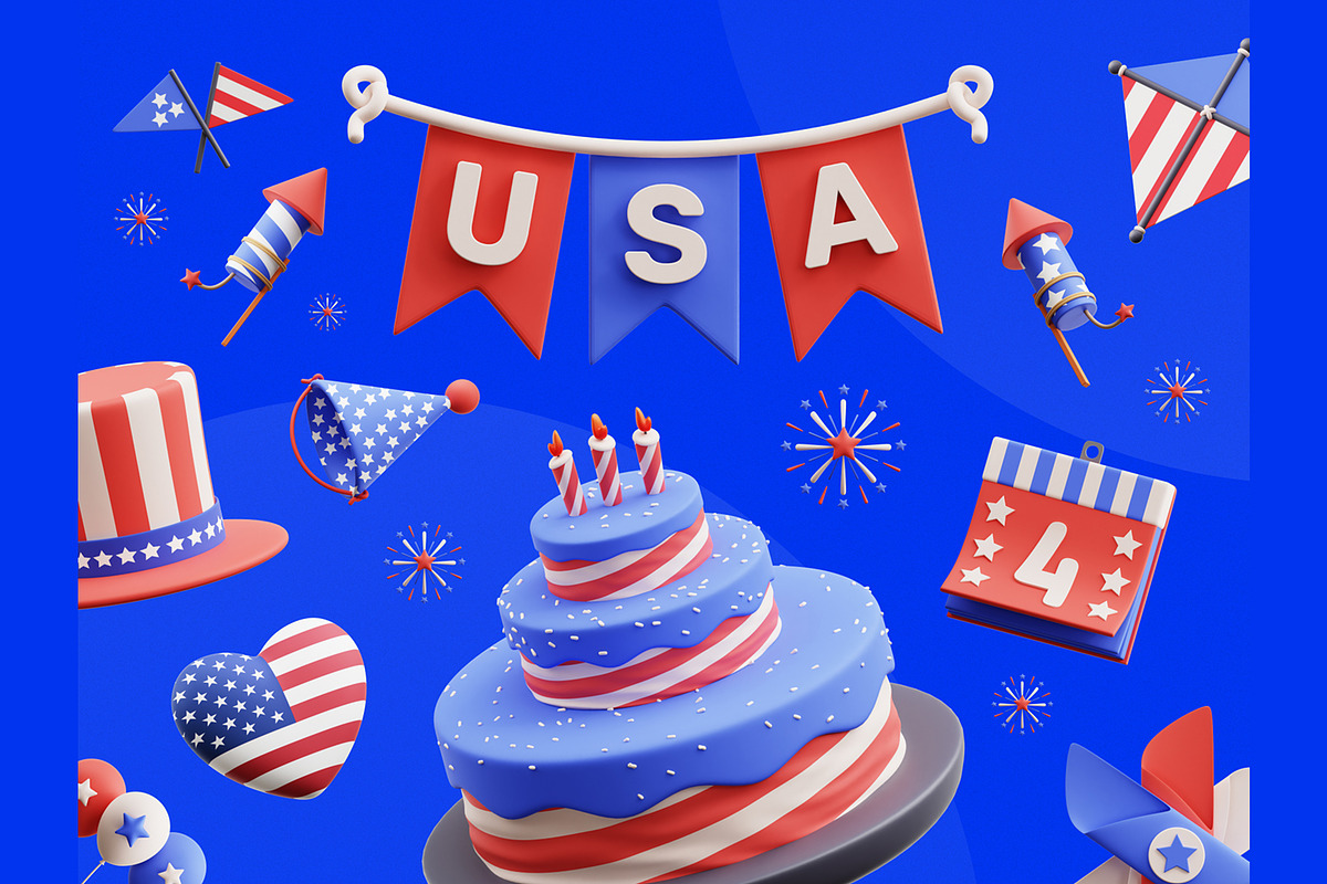 Independence Day 3D Icons, an Object 3D Model by Rakata Studio (Photo 4 of 7)