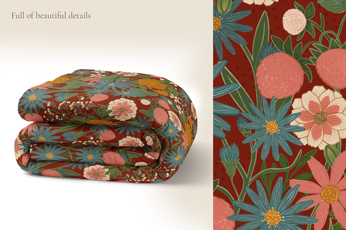 Vintage Garden Bloom Floral Pattern, a Pattern Graphic by PenguinArtStudio (Photo 4 of 6)