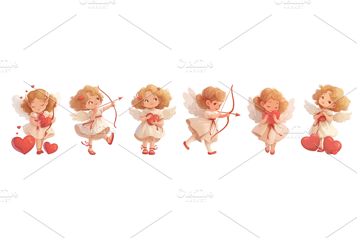 girls cupids set. little girl blonde, an Illustration by Stock-Smart-Start