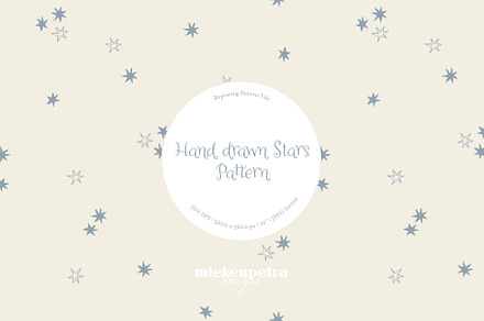 Hand Drawn Stars Pattern - Blue, a Pattern Graphic by Mieken Petra Designs