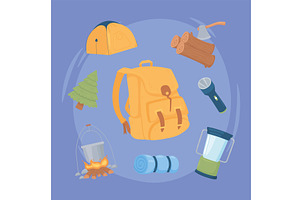 camping tourism set, an Object Illustration by studiogstock
