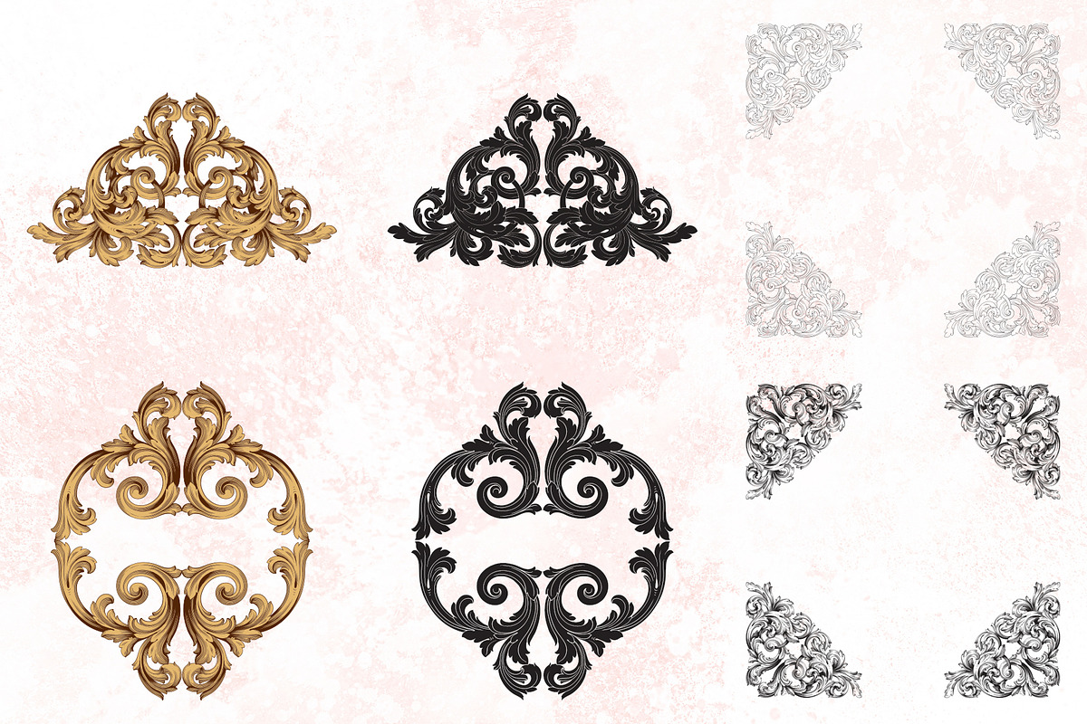 Vector Baroque Ornament elements, a Decorative Illustration by Samira (Photo 4 of 11)
