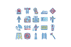 Emergency Helping In Accident Icons, an Object Illustration by pikepicture