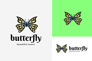 Beautiful Butterfly Logo Icon Vintag