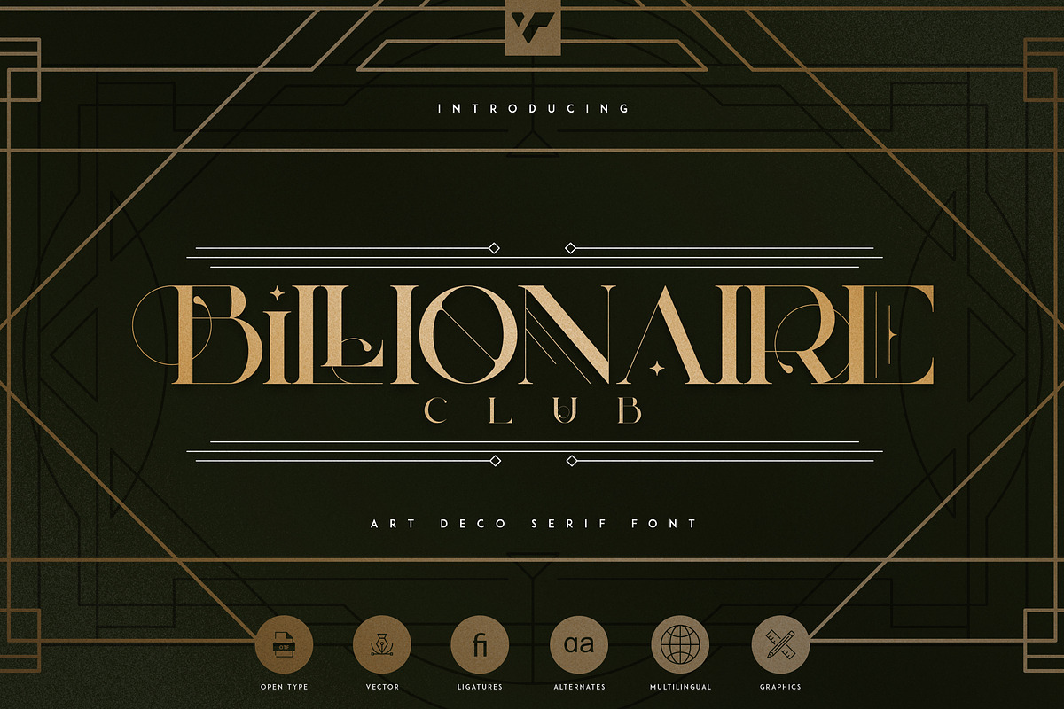 Billionaire Club - Art Deco Serif, a Serif Font by VP Fonts (Photo 1 of 12)