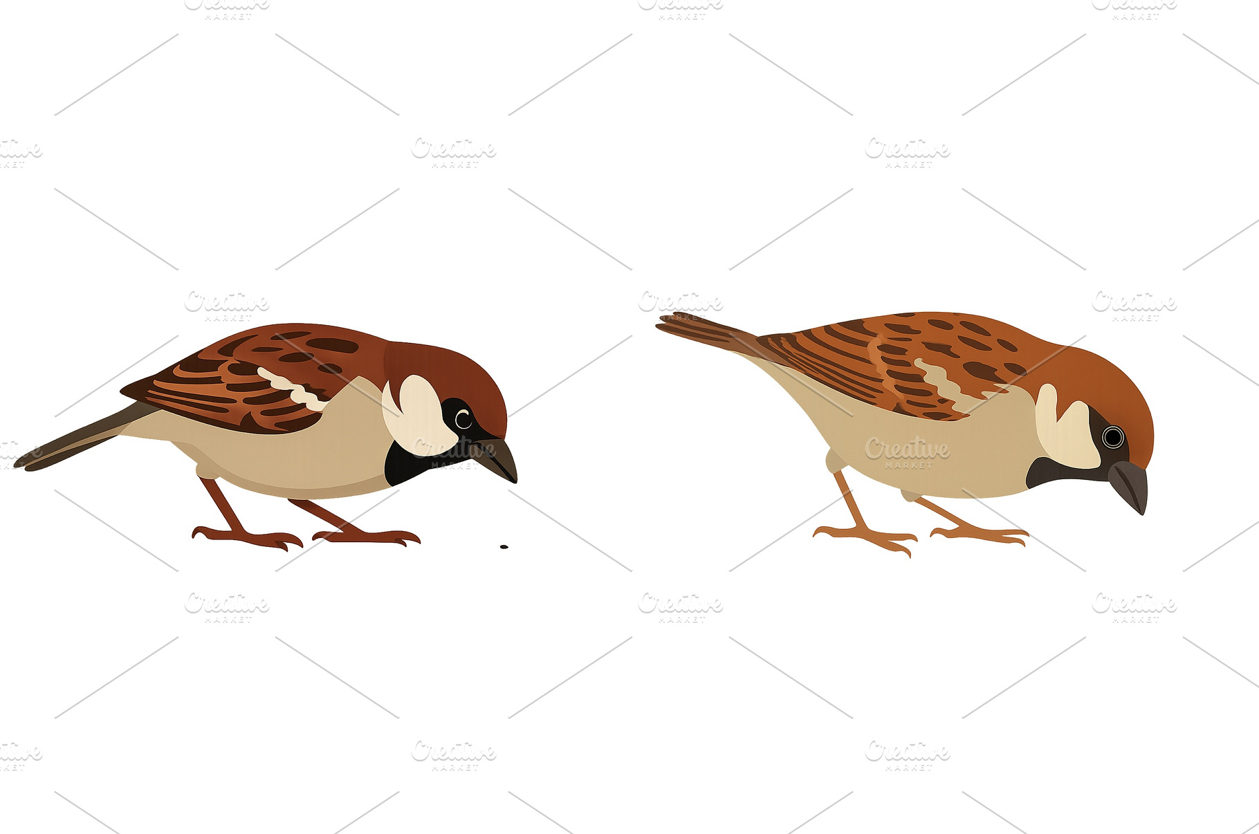 Sparrows foraging on the ground in a, an Animal Photo by ZinetroN
