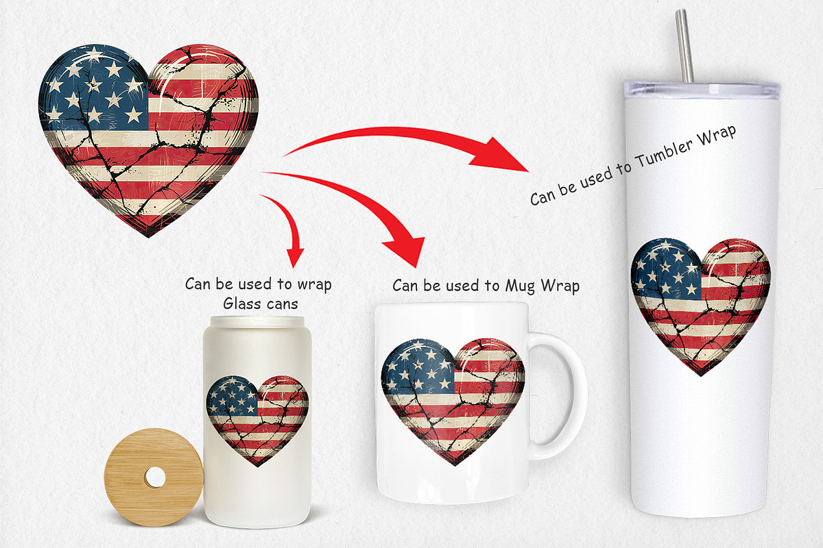 Vintage American Flag Heart, a Graphic by Artnoy (Photo 4 of 5)