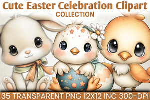 Cute Easter Celebration Clipart Pack, an Illustration by RobertsArt