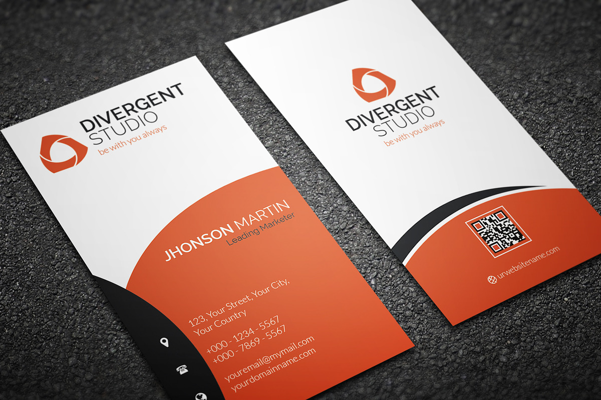 Simple Vertical Business Card, a Business Card Template by Divergent Studio (Photo 5 of 5)