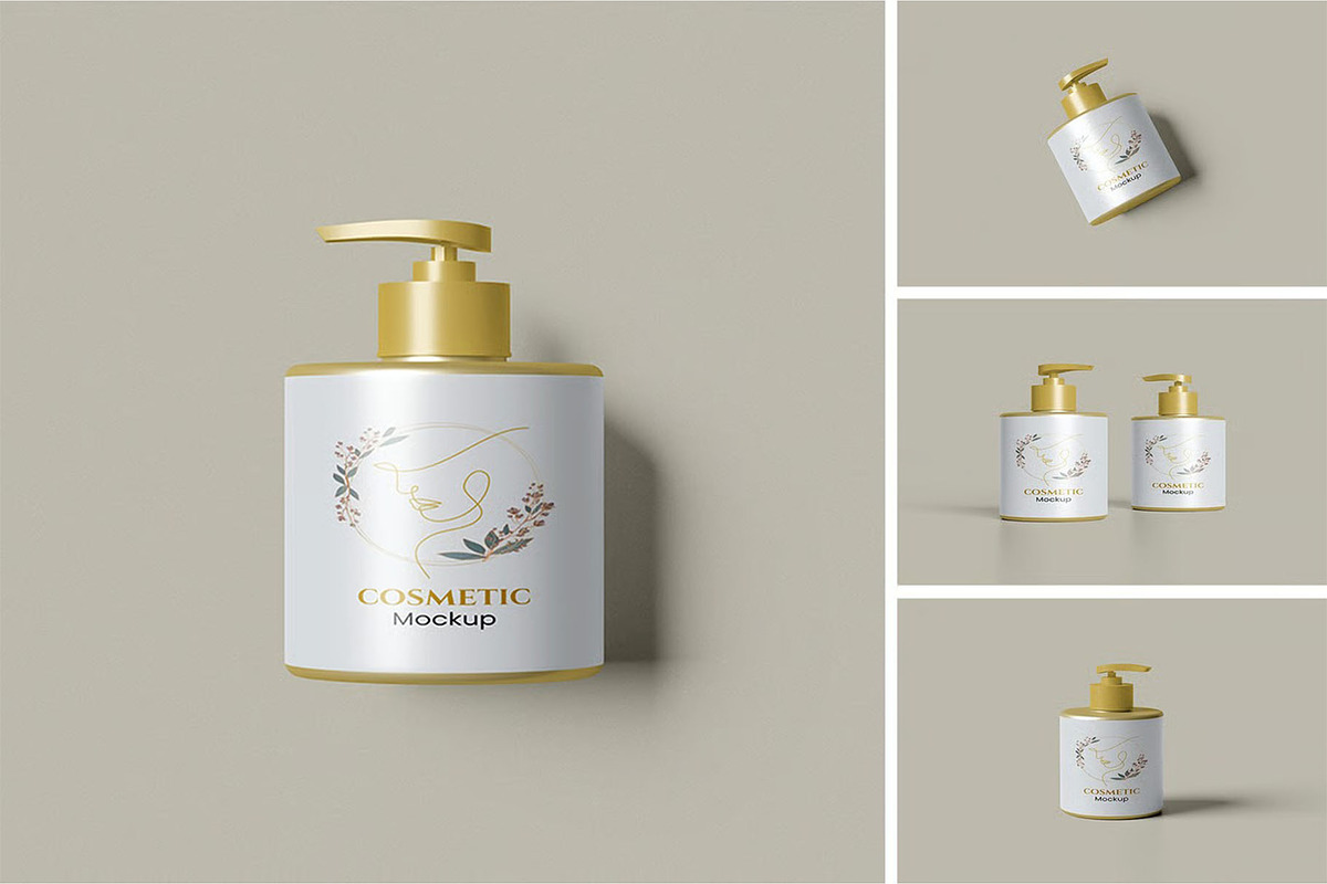 Cosmetic Pump in Hand Mockup, a Packaging Mockup by zpackcreative (Photo 1 of 5)