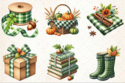 Green Gingham Autumn Clipart, an Illustration by Rose Art (Thumbnail 3 of 5)