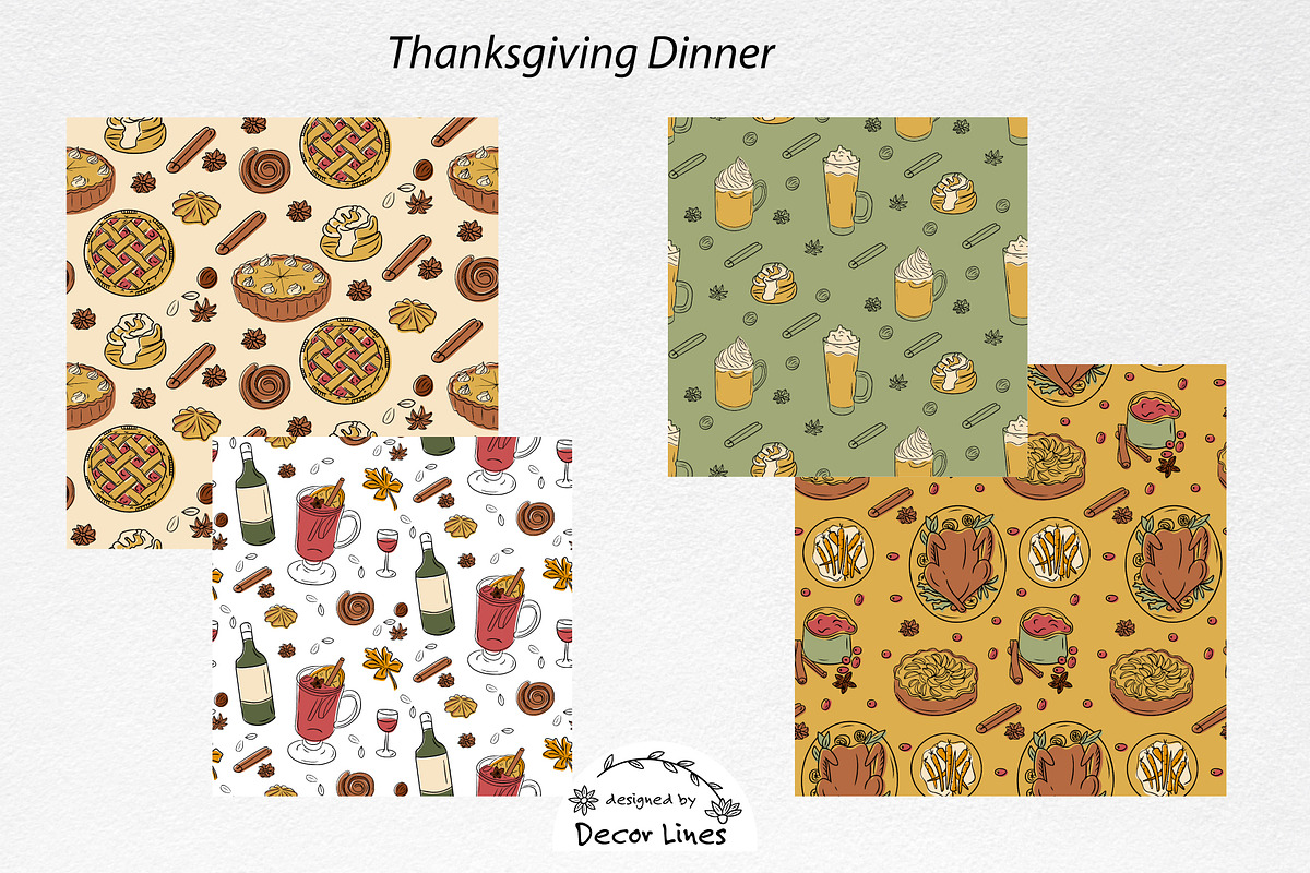 Thanksgiving Seamless Patterns, a Pattern Graphic by Decor Lines (Photo 3 of 10)