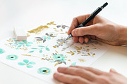 Mint & Gold -  flower clipart, an Illustration by DigitalCloud (Thumbnail 2 of 6)